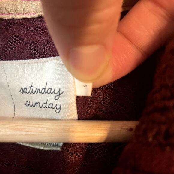 Anthropologie Saturday Sunday Loren Moto Zip Jacket Blazer Sweater In Burgundy S - Picture 8 of 14